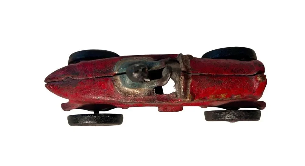 Antique AC Williams Race Car 1920’s Cast Iron Boat Tail Red Racer Race Car EC